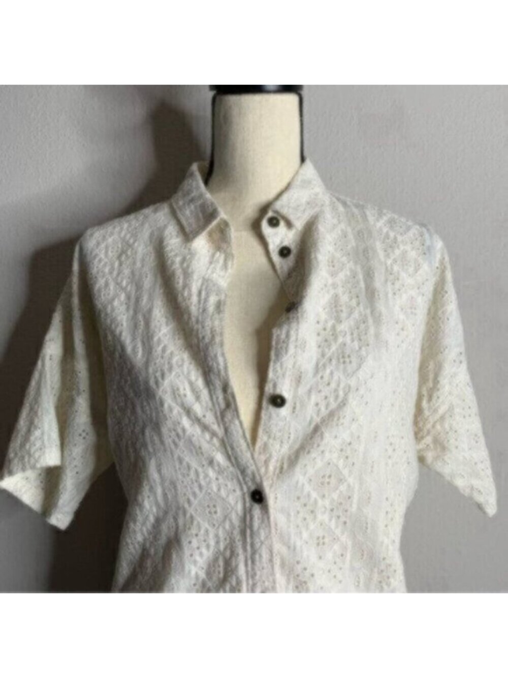 Current Elliott Oversized Smock Eyelet Lace Shirt Dress - Picture 10 of 12
